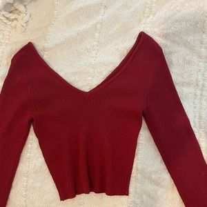 Forever 21 red V-neck sweater crop top